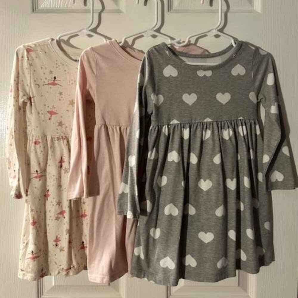 Set of 3 Girls Long Sleeve Dresses Size 4T